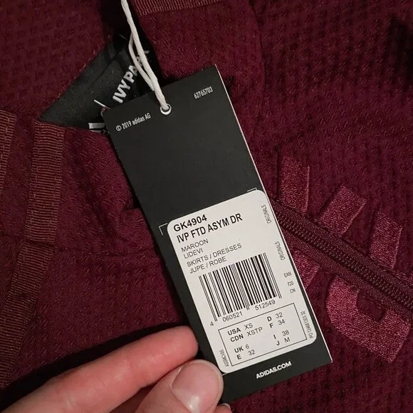 Adidas x Ivy Park Maroon Asymmetric Dress - Picture 6 of 6